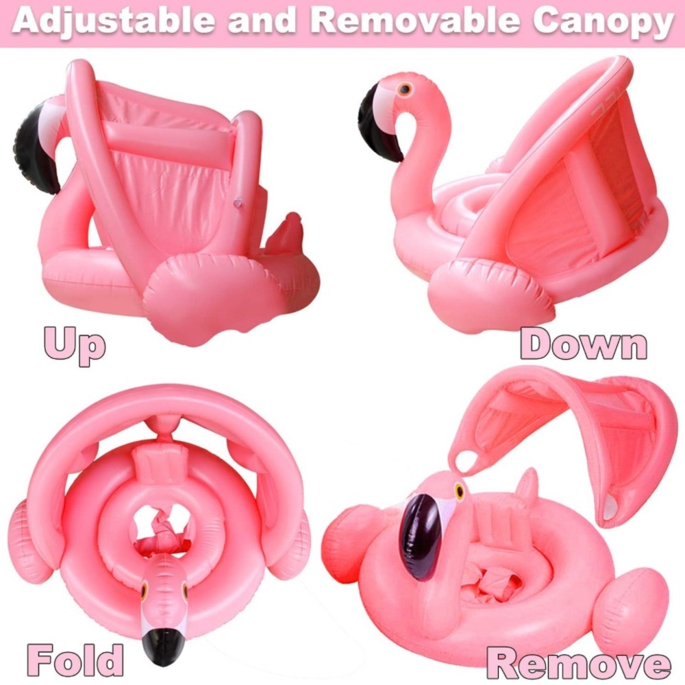 Flamingo Baby Float w/Sunshade Canopy - Picture 3 of 9